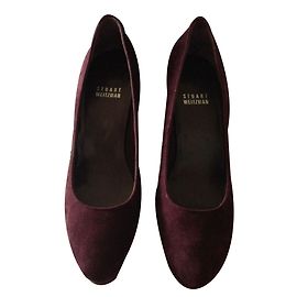 Stuart Weitzman Leather Suede Platform Heels Dark Red Dark red