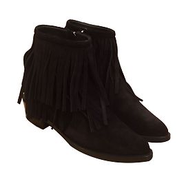 Bottines à franges Louis Vuitton en daim noir 36 Noir