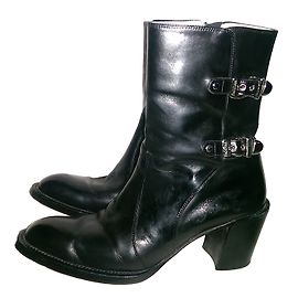 Botas de couro preto Luciano Padovan Preto