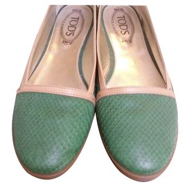 Tod's Python Ballet Flats Green Green