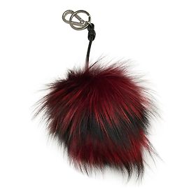 Pinko Bag Charm Red and Black Fox Fur Black Red