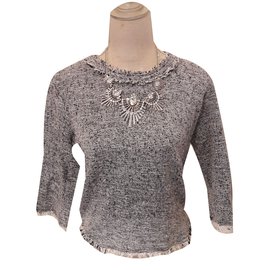 Pull Iro Noir et Blanc en Viscose Autre