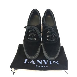 Lanvin-Baskets en daim noir-Noir
