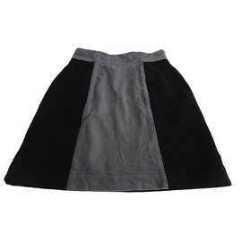 Issey Miyake-Minifalda de lana Issey Miyake-Negro,Gris