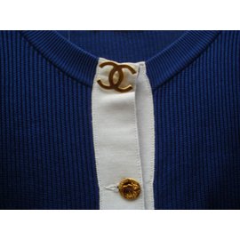 Chanel-Pulls, Gilets-Bleu Marine