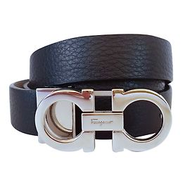 Salvatore Ferragamo Reversible Double Gancio Gürtel Schwarz