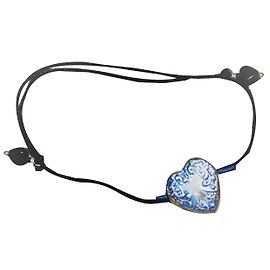 Bracciale Satellite con Cordino Blu Navy e Argento Cuore Argento Blu navy