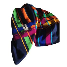 Lenço Yves Saint Laurent de seda com padrão geométrico Multicor