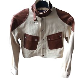 Jaqueta Ralph Lauren de couro e algodão marrom bege Marrom Bege