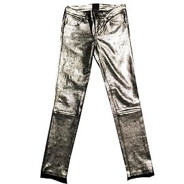 RTA Stretch Leather Pants Black Silvery Black Silvery