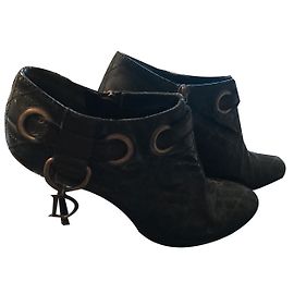 Christian Dior Ankle Boots Black Patent Leather Black