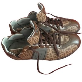 Fendi-Fendi Zucca canvas, Sneakers Shoes - Brown - size UK 41 / 8-Brown
