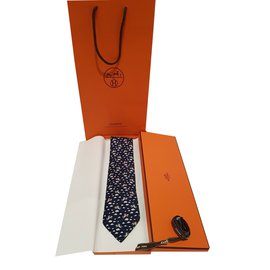 Hermès-Laços-Azul marinho