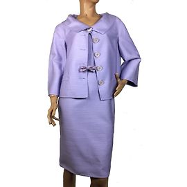 Christian Dior Dior lavender dress suit com cinto de couro Roxo