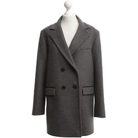 Isabel Marant Pour H&M Grey Wool Oversize Double Breasted Pea Coat Dark grey
