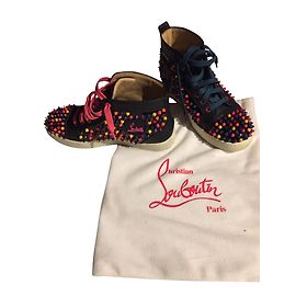 Baskets Christian Louboutin en cuir noir multicolore Noir Multicolore