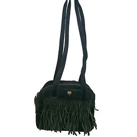 Autre Marque Sac à main Sepcoeur en daim noir à franges Noir