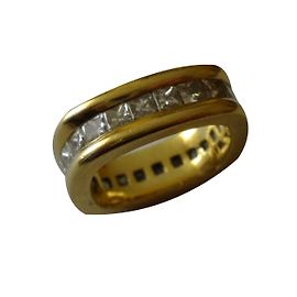Autre Marque Anillo de bodas de oro amarillo y diamantes corte princesa Blanco