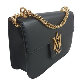 Alexander Mcqueen-Cartera insignia de Alexander mcqueen con cadena.-Negro