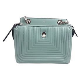 Fendi BLUE PALE DOTCOM ACOLCHOADO PELE PEQUENO OMBRO SACO Azul