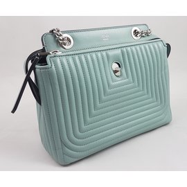 Fendi-BLUE PALE DOTCOM ACOLCHOADO PELE PEQUENO OMBRO SACO-Azul