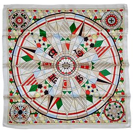 Hermès Pañuelo de seda Rose de Compas 70x70 Multicolor