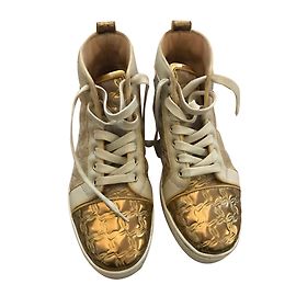 Baskets Christian Louboutin Cuir Doré Doré