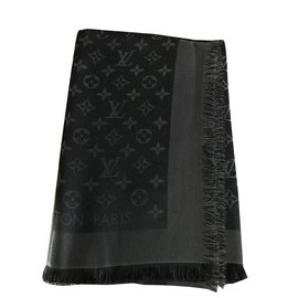 Louis Vuitton-Scialle nero in lurex Vuitton-Nero