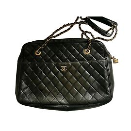 Chanel Black Quilted Leather Handbag Black