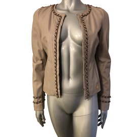 Liu.Jo Beige Leather Jacket Size 38 Beige