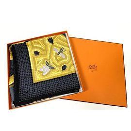 Hermès Lenço de Seda Cave Felem Preto