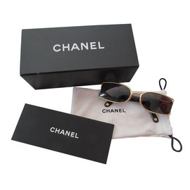 Chanel-Gafas de sol-Dorado,Marrón claro