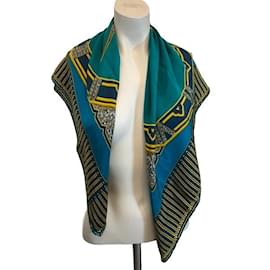 Cartier-Collector vintage scarf-Blue,Multiple colors,Green,Yellow