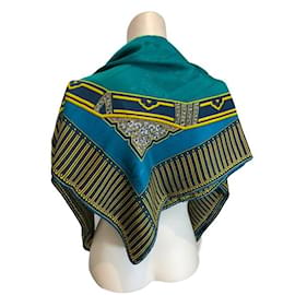 Cartier-Collector vintage scarf-Blue,Multiple colors,Green,Yellow