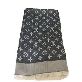 Louis Vuitton Stola denim monogram Blu navy