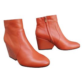 Botas de Tornozelo Robert Clergerie Toots Laranja de Couro Laranja