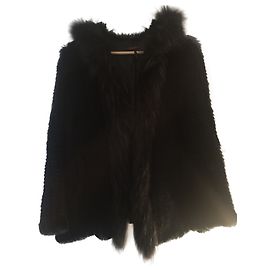 Redskins Rabbit Fur Coat Black Black
