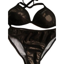 Autre Marque Pull-In Underwear 2-Teiler Badeanzug Schwarz Satin Schwarz