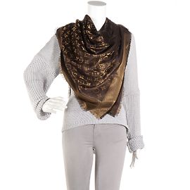 Il monogramma dello scialle Louis Vuitton brilla di marrone Marrone