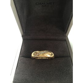 Chaumet-Bague Chaumet, JONC  en or jaune et diamants parfait etat-Jaune