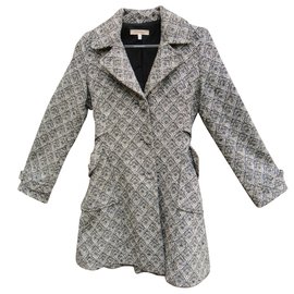 See by Chloé Wool Coat Black and White Black White