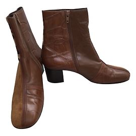 Braccialini Leather Ankle Boots Caramel Leopard Print 39 Caramel