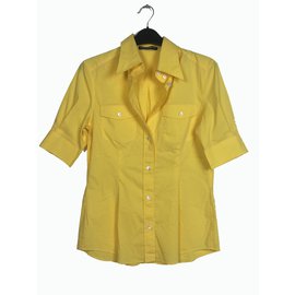 Dolce & Gabbana-Camicia in cotone giallo-Giallo