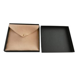 Bulgari-Caixa interna e caixa exterior da caixa da jóia da colar de Bulgari-Preto,Cinza antracite