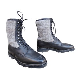 Botas Paraboot de couro e feltro preto Preto