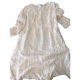 Vestido SéZane de renda e algodão creme Cru