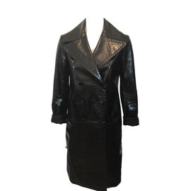 The row Leather coat Black