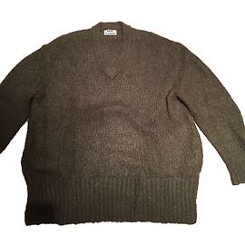 Pull Acne col V oversize en laine kaki Kaki