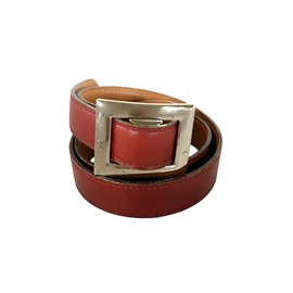 Hermès-Vintage belt-Silvery,Dark red