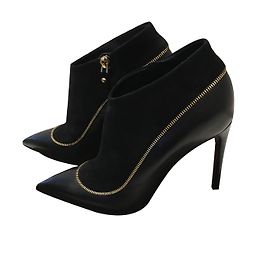 Louis Vuitton Black Leather Ankle Boots 36.5 Black